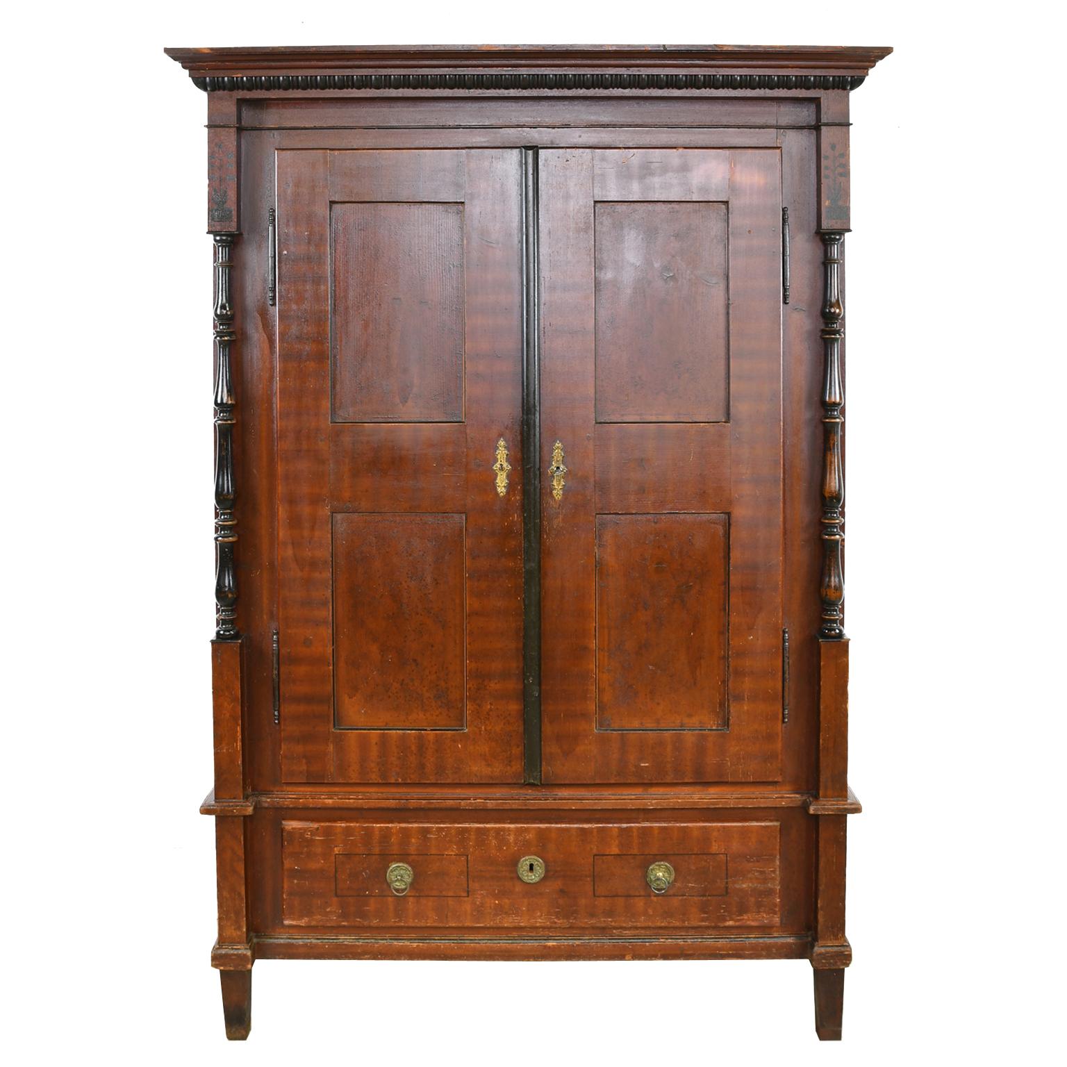Austrian Armoire with Original Tooled Red/Maroon Painted Finish, circa 1800 8