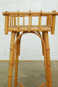 Austrian Art Deco Bamboo and Raffia Plant Stand