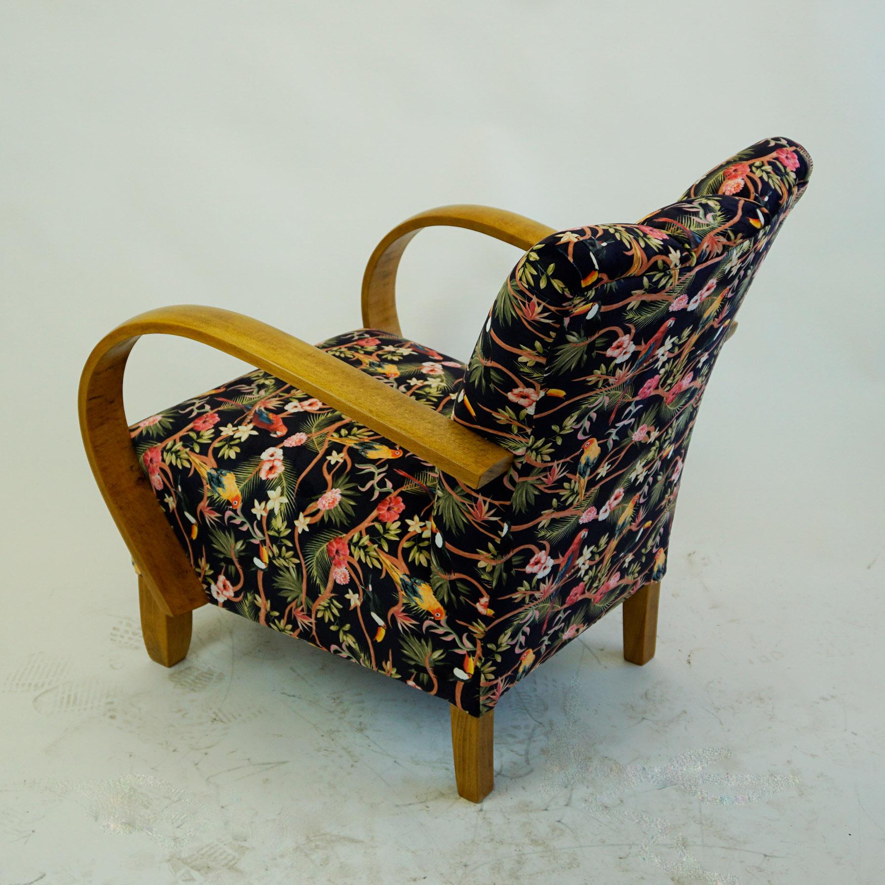 black floral armchair