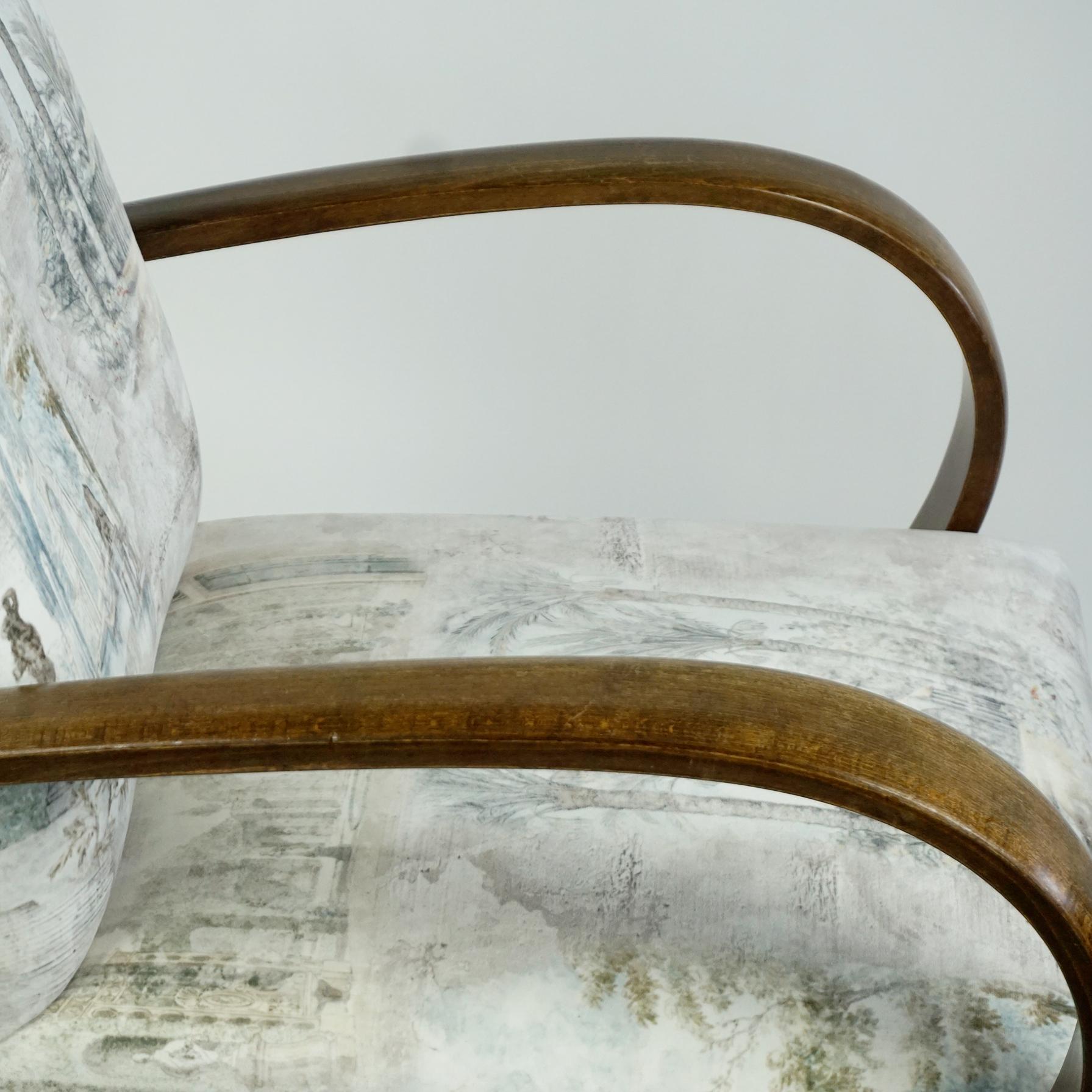 Austrian Art Deco Beechwood Armchair with Renewed White and Light Grey Velvet 11