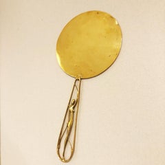 Austrian Art Deco Brass Hand Mirror by Werkstätte Hagenauer, Vienna