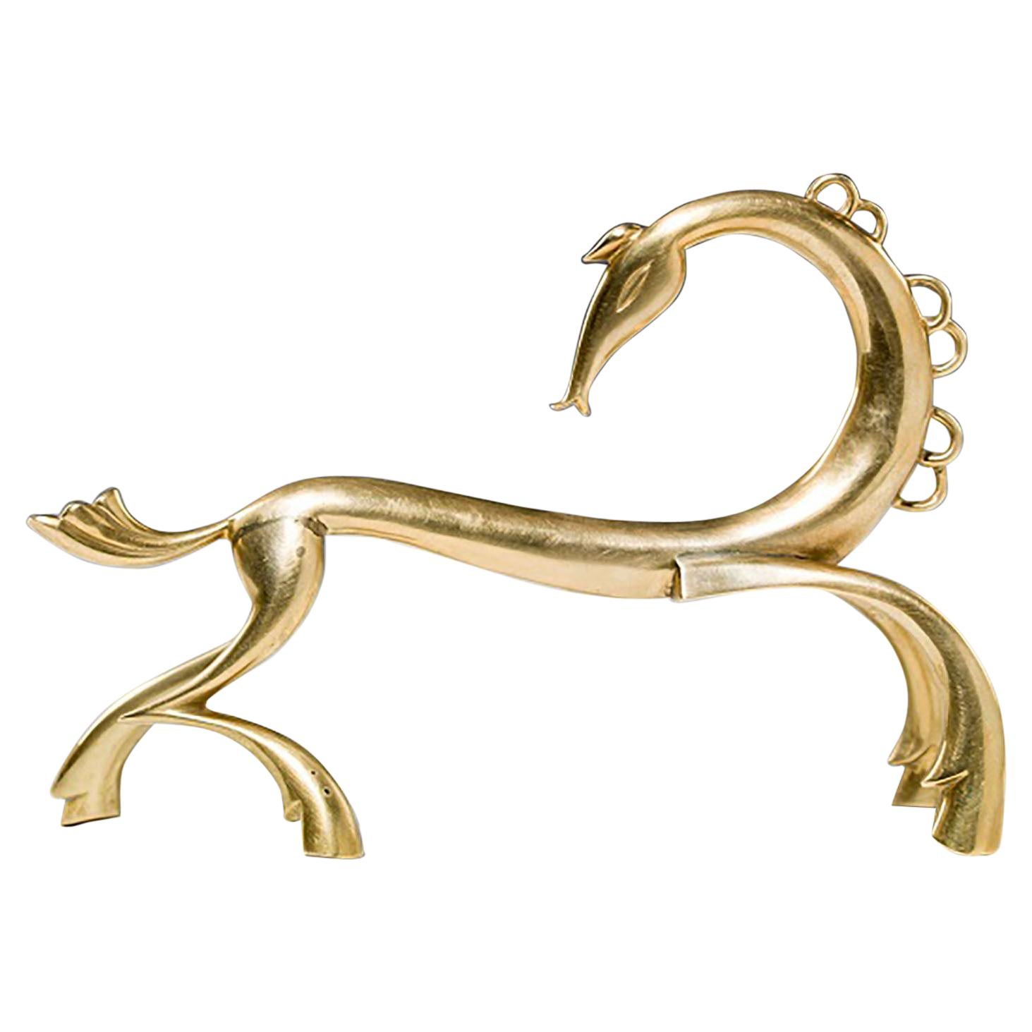Austrian Art Deco Brass Horse Sculpture by Werkstätte Hagenauer, Vienna