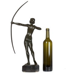 Austrian Art Deco Bronze Sculpture "Diana the Huntress" by Roland Paris