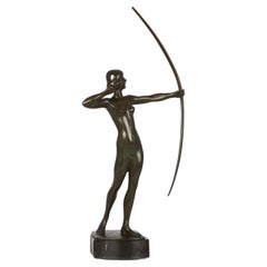 Austrian Art Deco Bronze Sculpture "Diana the Huntress" by Roland Paris