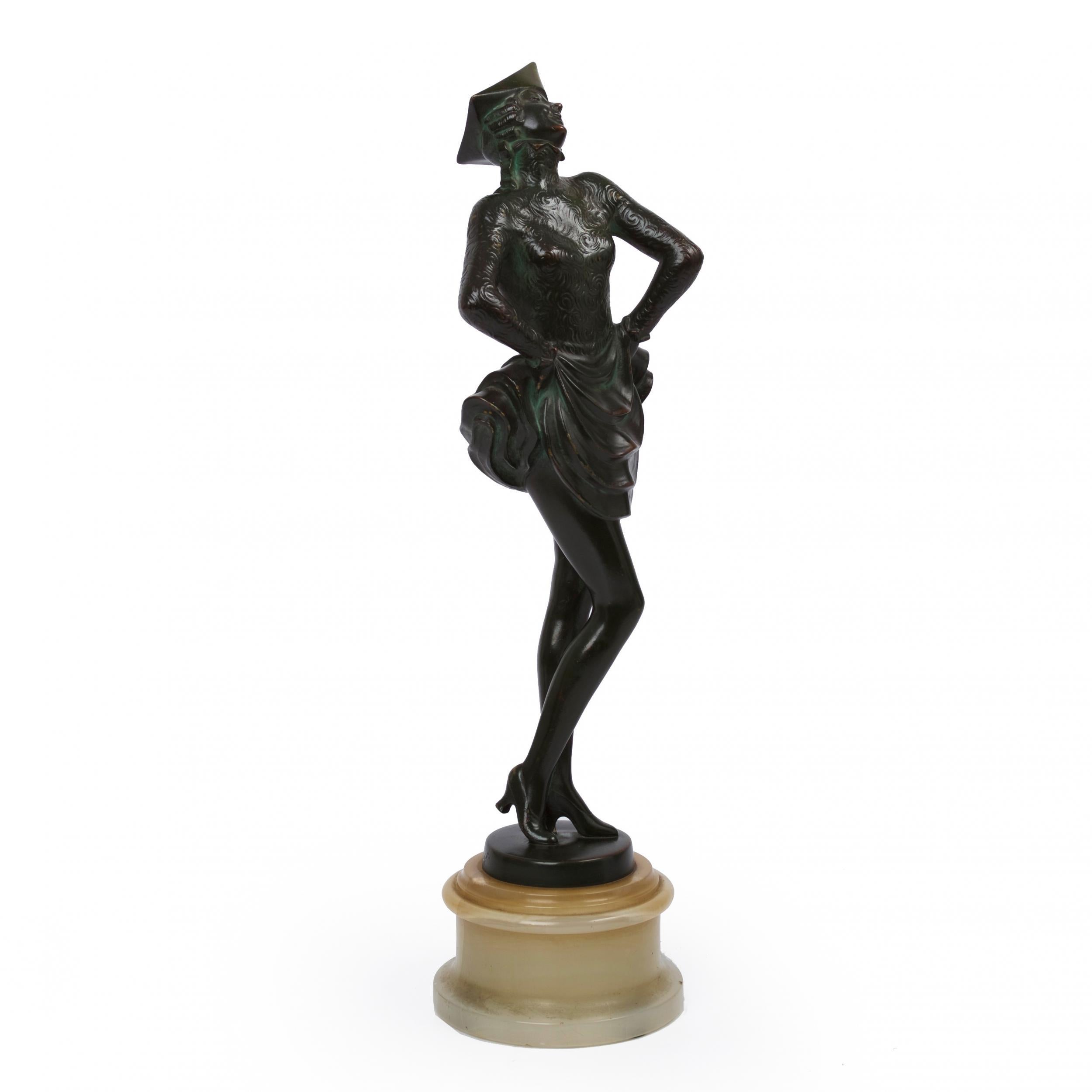Austrian Art Deco Bronze Sculpture of Dancing Girl by Josef Lorenzl, circa 1920s For Sale 12