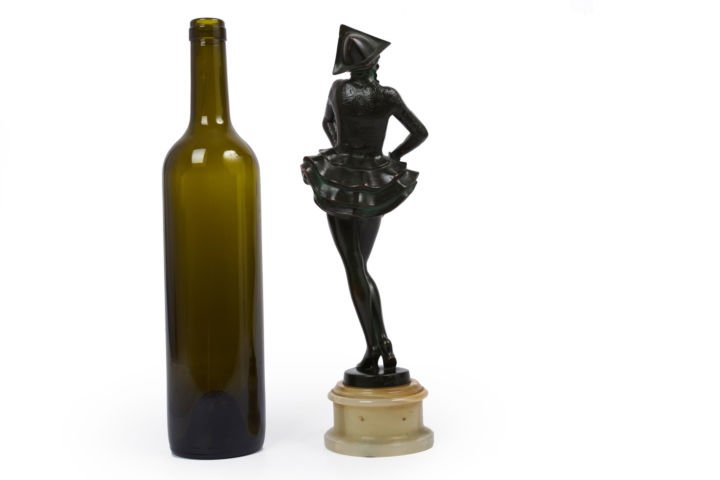 Carved Austrian Art Deco Bronze Sculpture of Dancing Girl by Josef Lorenzl, circa 1920s For Sale