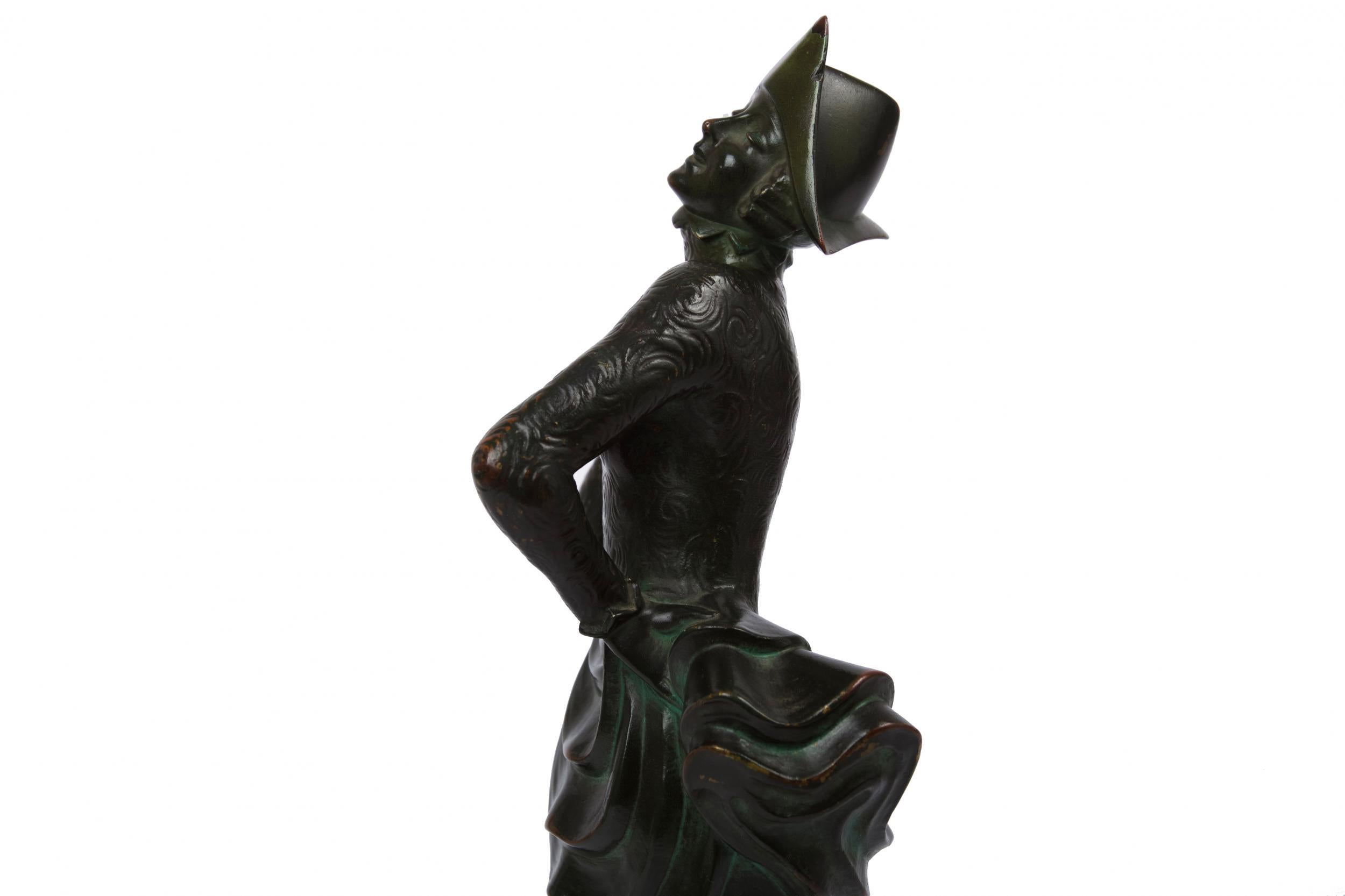 Austrian Art Deco Bronze Sculpture of Dancing Girl by Josef Lorenzl, circa 1920s For Sale 1