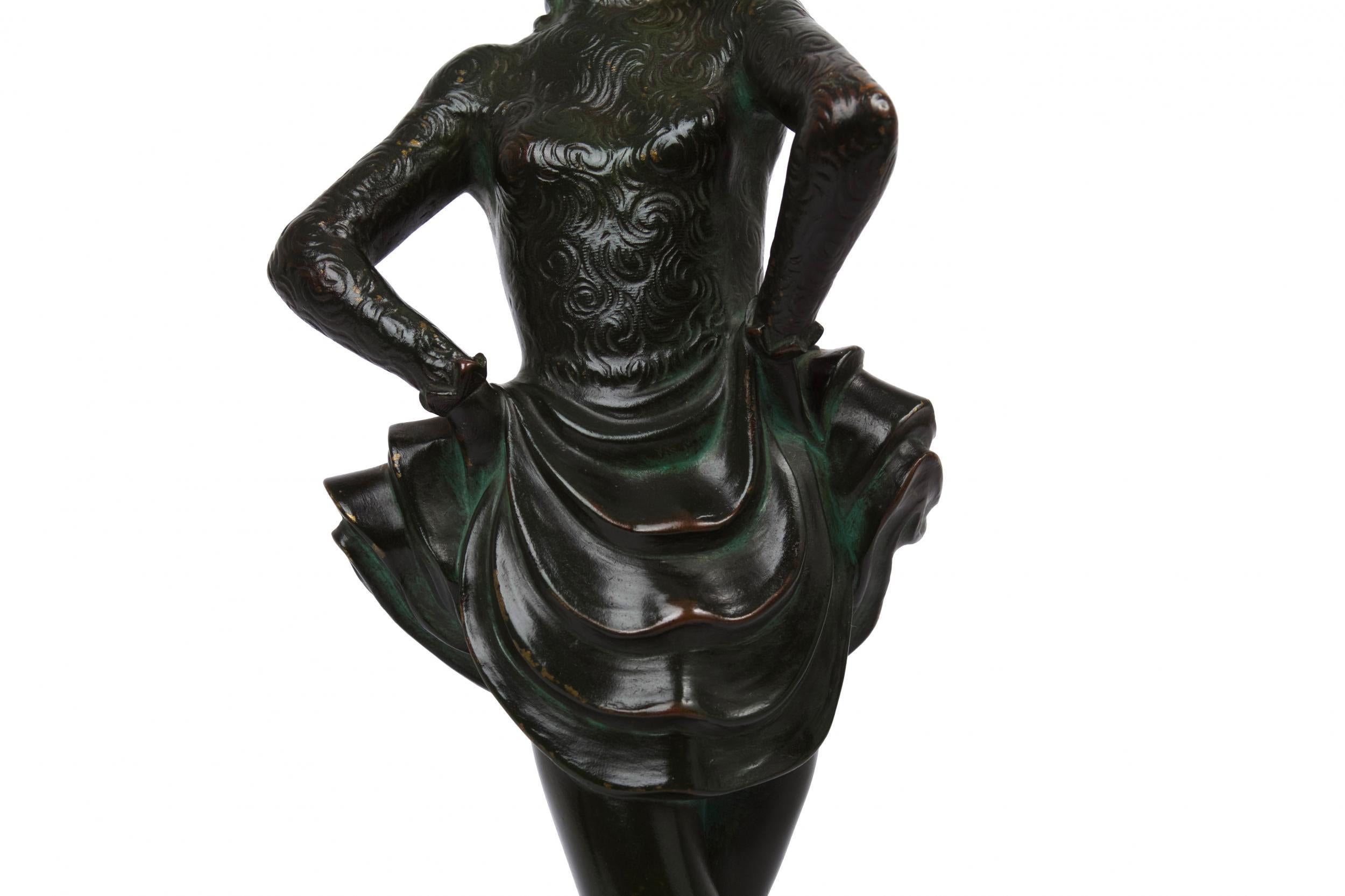 Austrian Art Deco Bronze Sculpture of Dancing Girl by Josef Lorenzl, circa 1920s For Sale 3