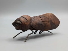 Austrian Art Deco Cicada Table Lighter, Sculptural Carved Wood Desk Accessory