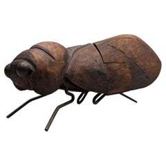 Austrian Art Deco Cicada Table Lighter, Sculptural Carved Wood Desk Accessory