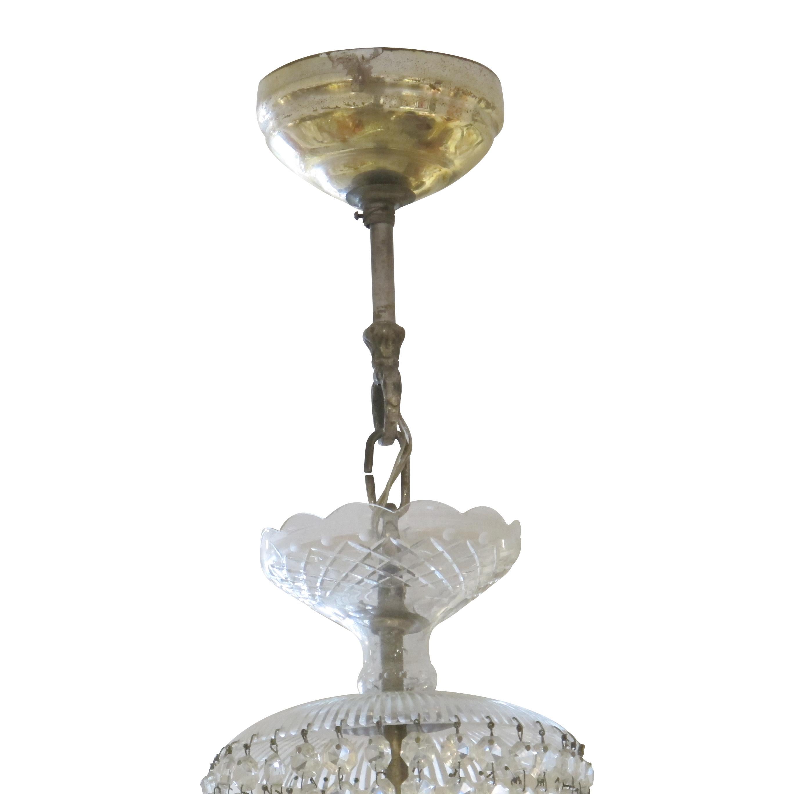 Altro Lampadario a cesto in cristallo Art Deco austriaco con perline sfaccettate, anni '30