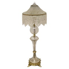 Austrian Art Deco Crystal & Bronze Boudoir Lamp, with Sphinx Feet