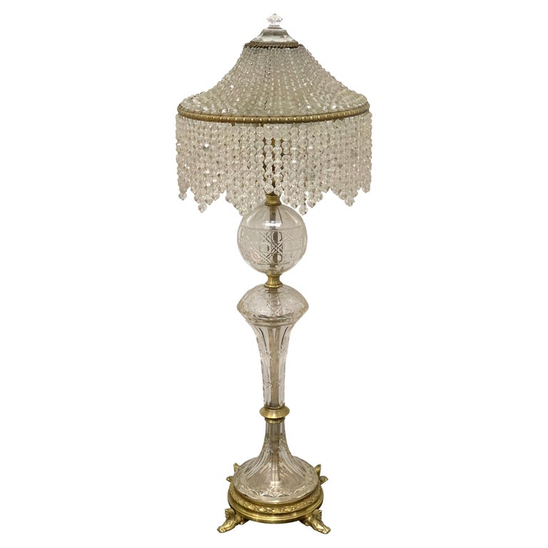 Austrian Art Deco Crystal And Bronze, Bohemian Crystal Bronze Floor Lamp