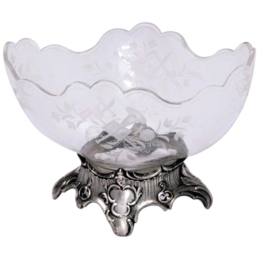 Centrotavola di cristallo Art Deco austriaco, biscottiera/cioccolatoio, 1930 circa