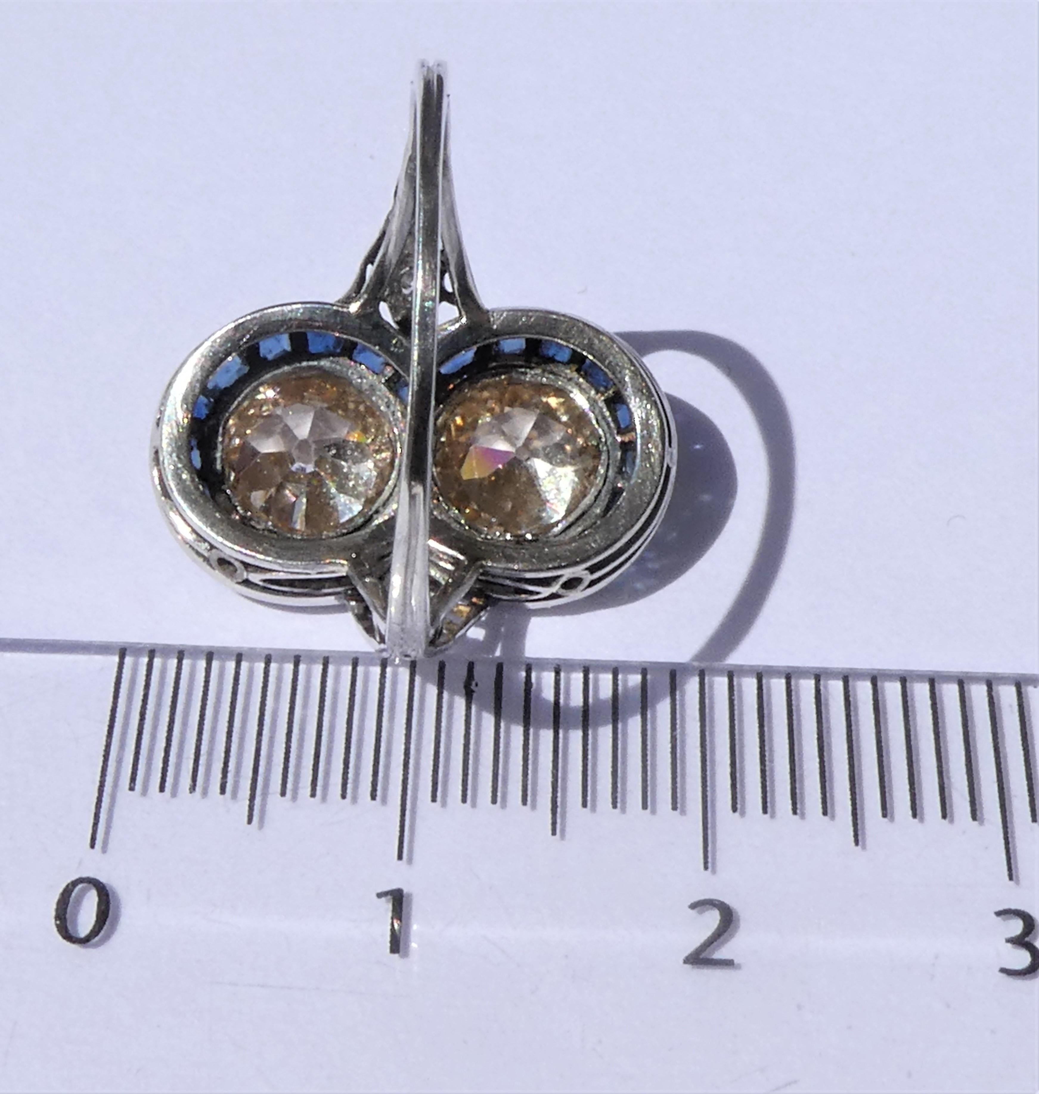 Austrian Art Deco Diamond Sapphire Platinum Target Ring For Sale 1