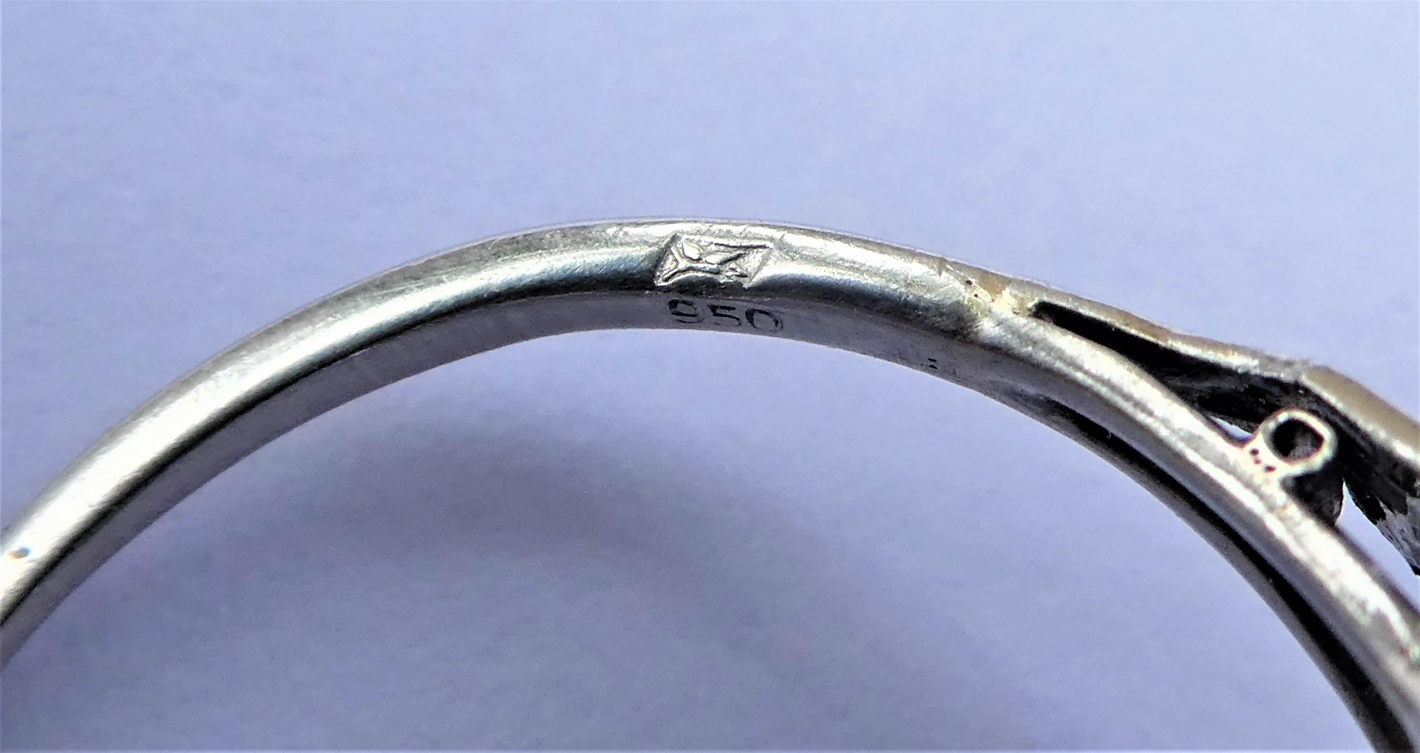 Austrian Art Deco Diamond Sapphire Platinum Target Ring For Sale 3