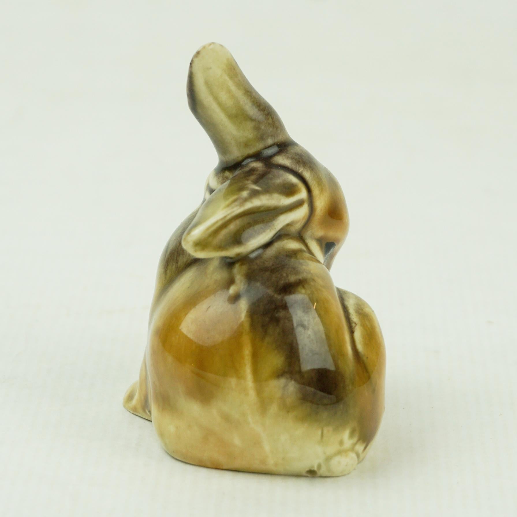 Austrian Art Deco Glazed Ceramic Rabbit by Eduard Klablena In Good Condition In Vienna, AT