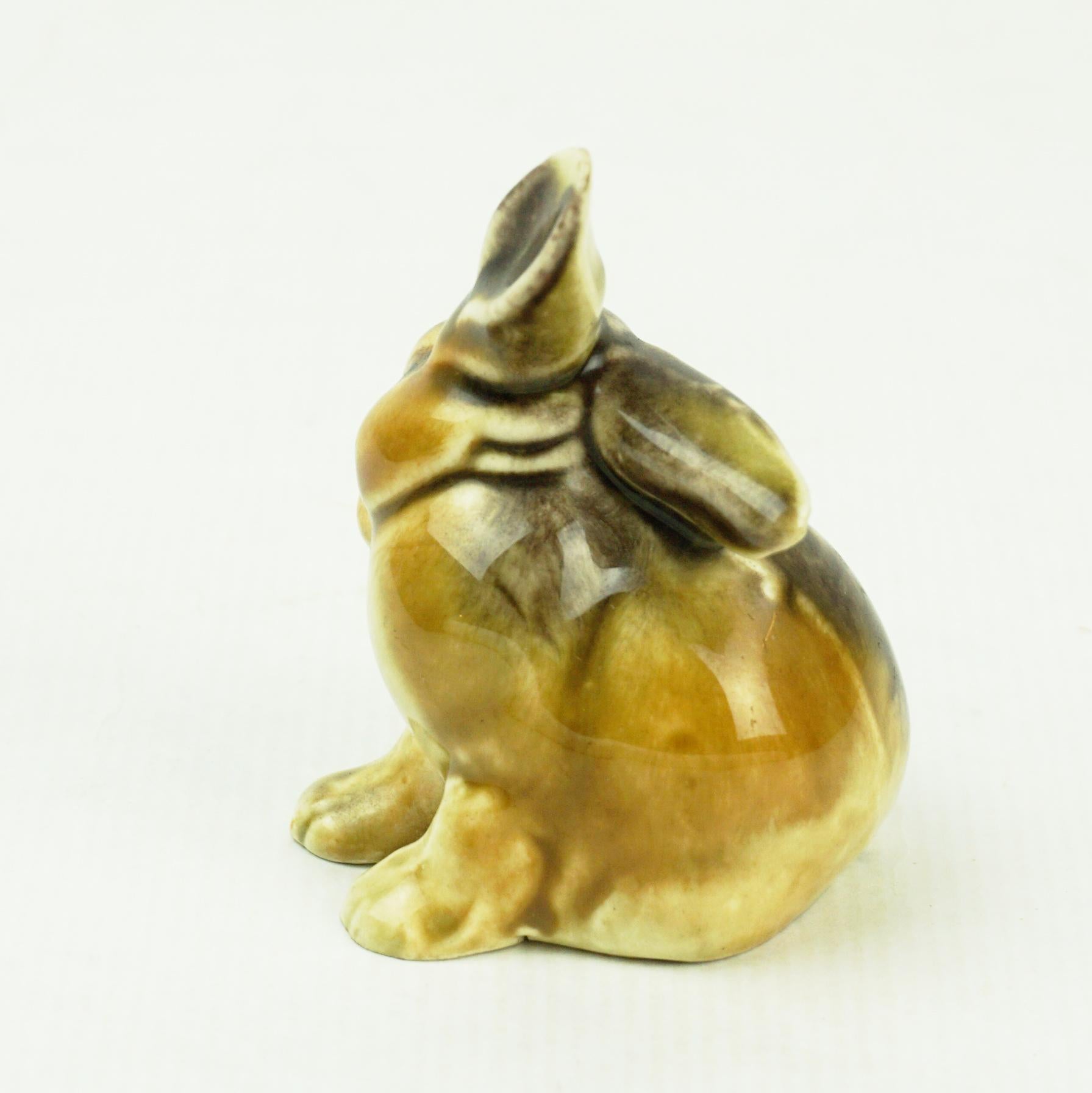 Early 20th Century Austrian Art Deco Glazed Ceramic Rabbit by Eduard Klablena