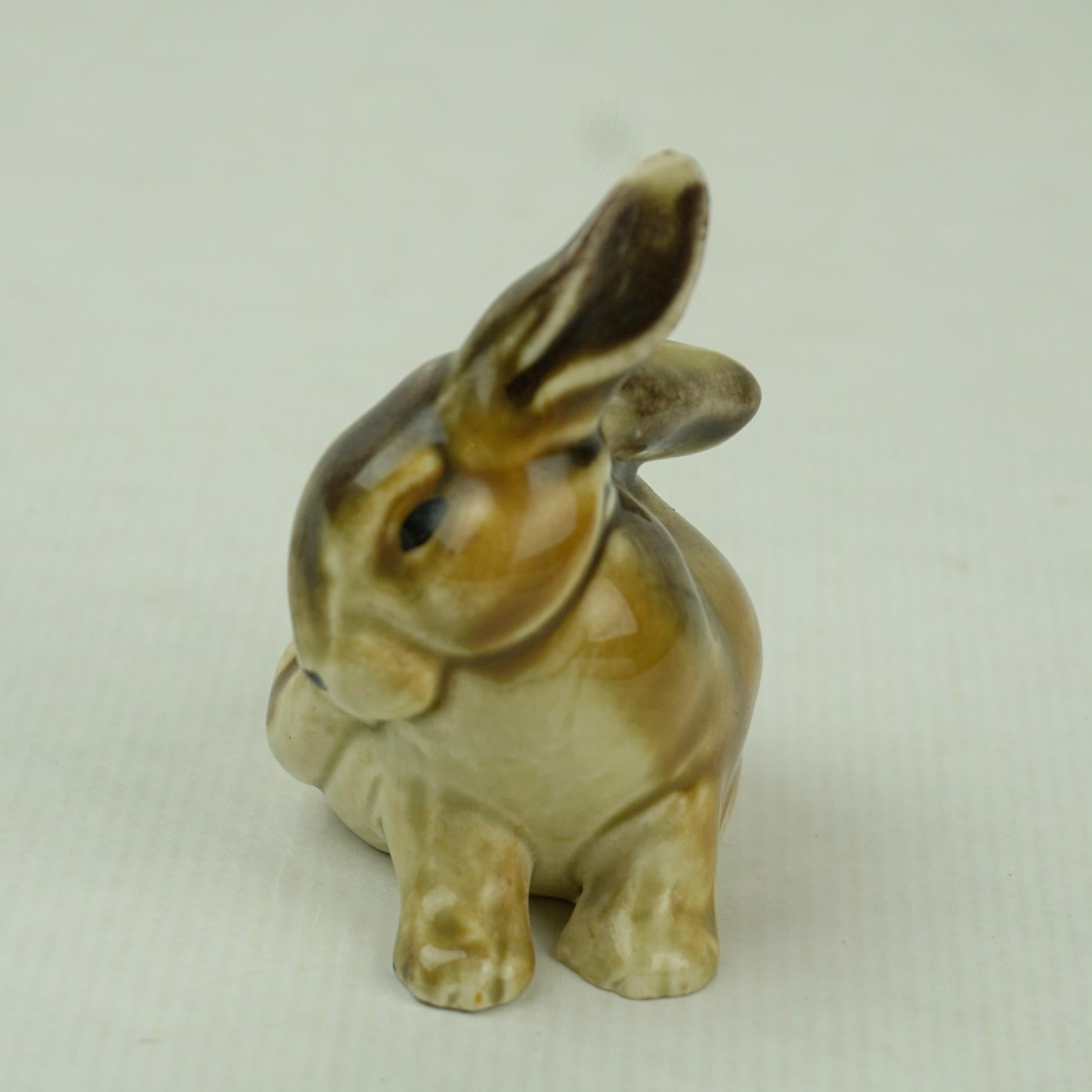 Austrian Art Deco Glazed Ceramic Rabbit by Eduard Klablena 3