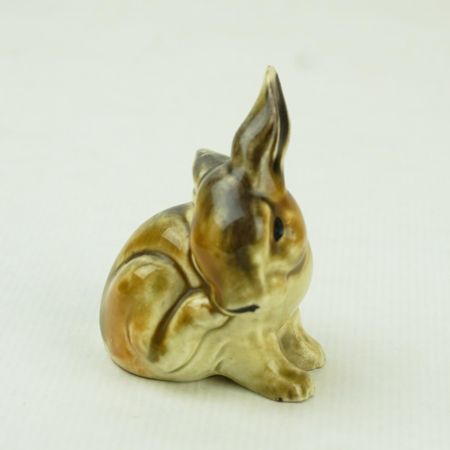 Austrian Art Deco Glazed Ceramic Rabbit by Eduard Klablena 4