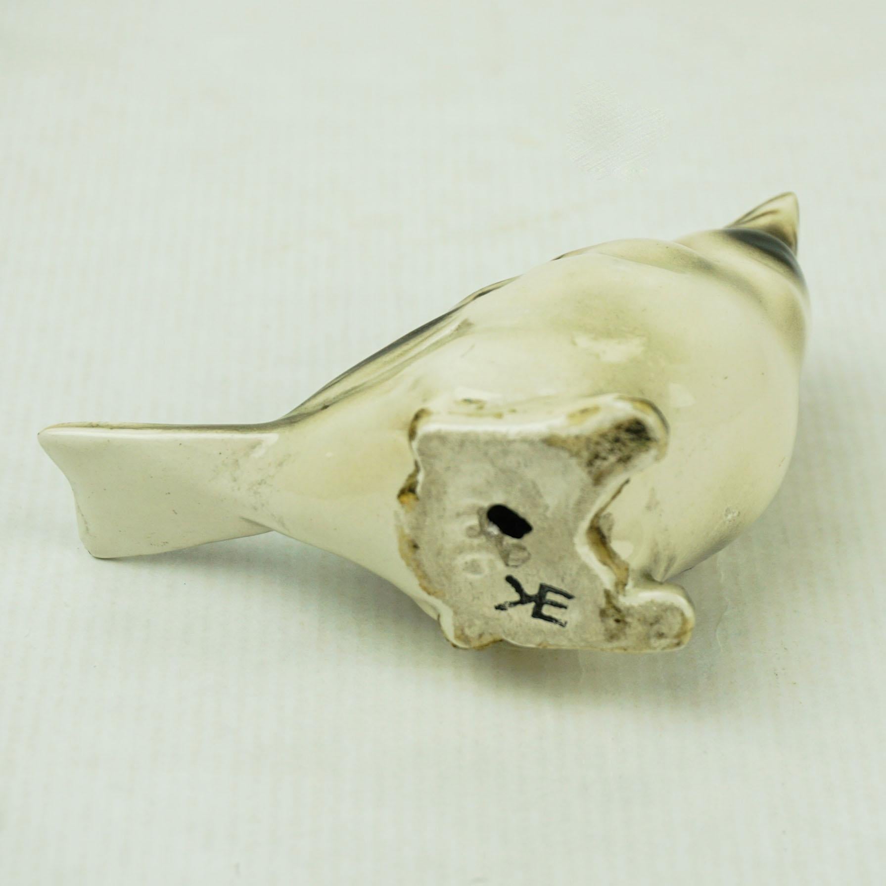 Austrian Art Deco Glazed Ceramic Sparrow by Eduard Klablena For Sale 5