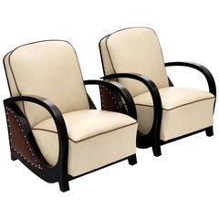 Austrian Art Deco Leather Armchairs