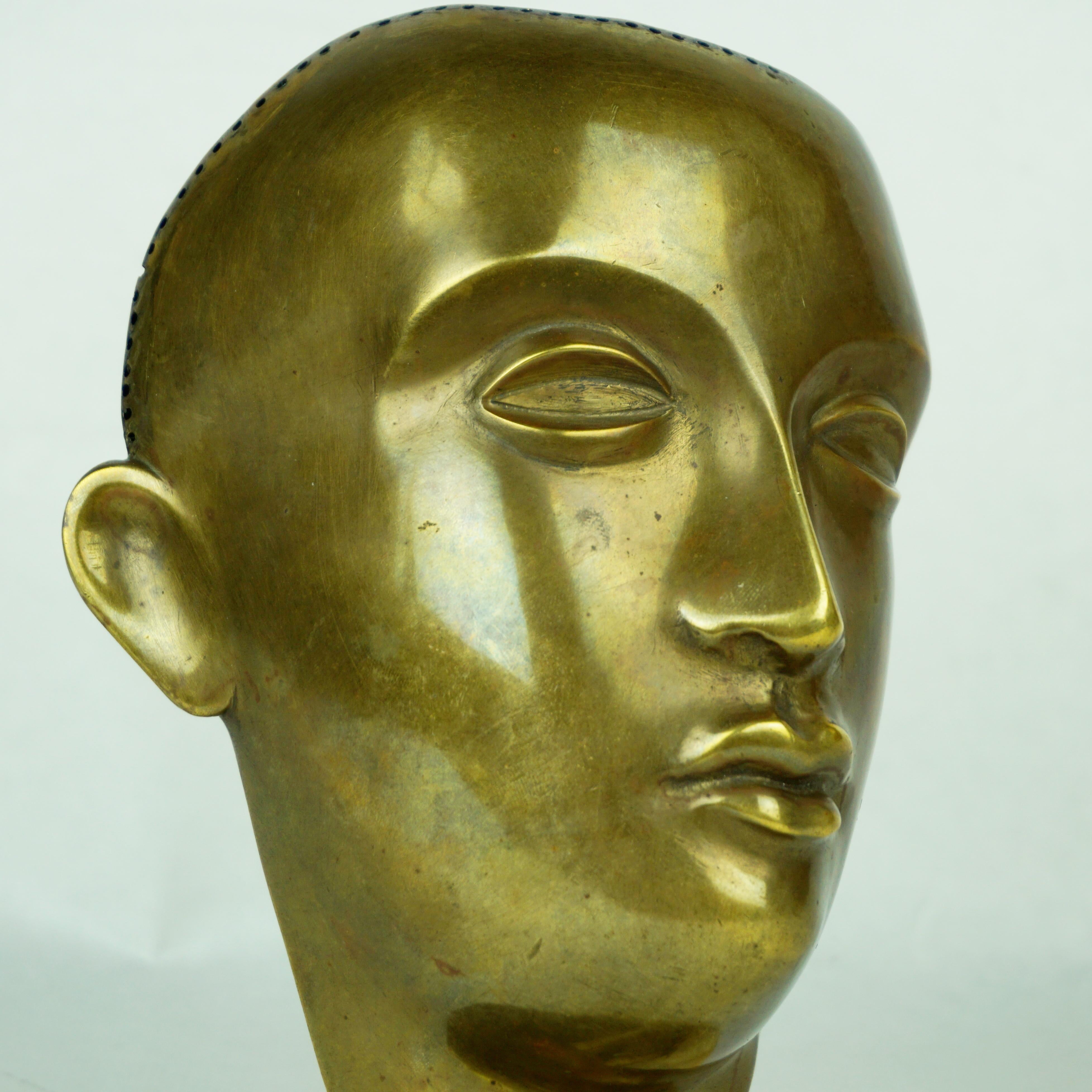 Austrian Art Deco Male Brass Bust by Franz Hagenauer Vienna 5