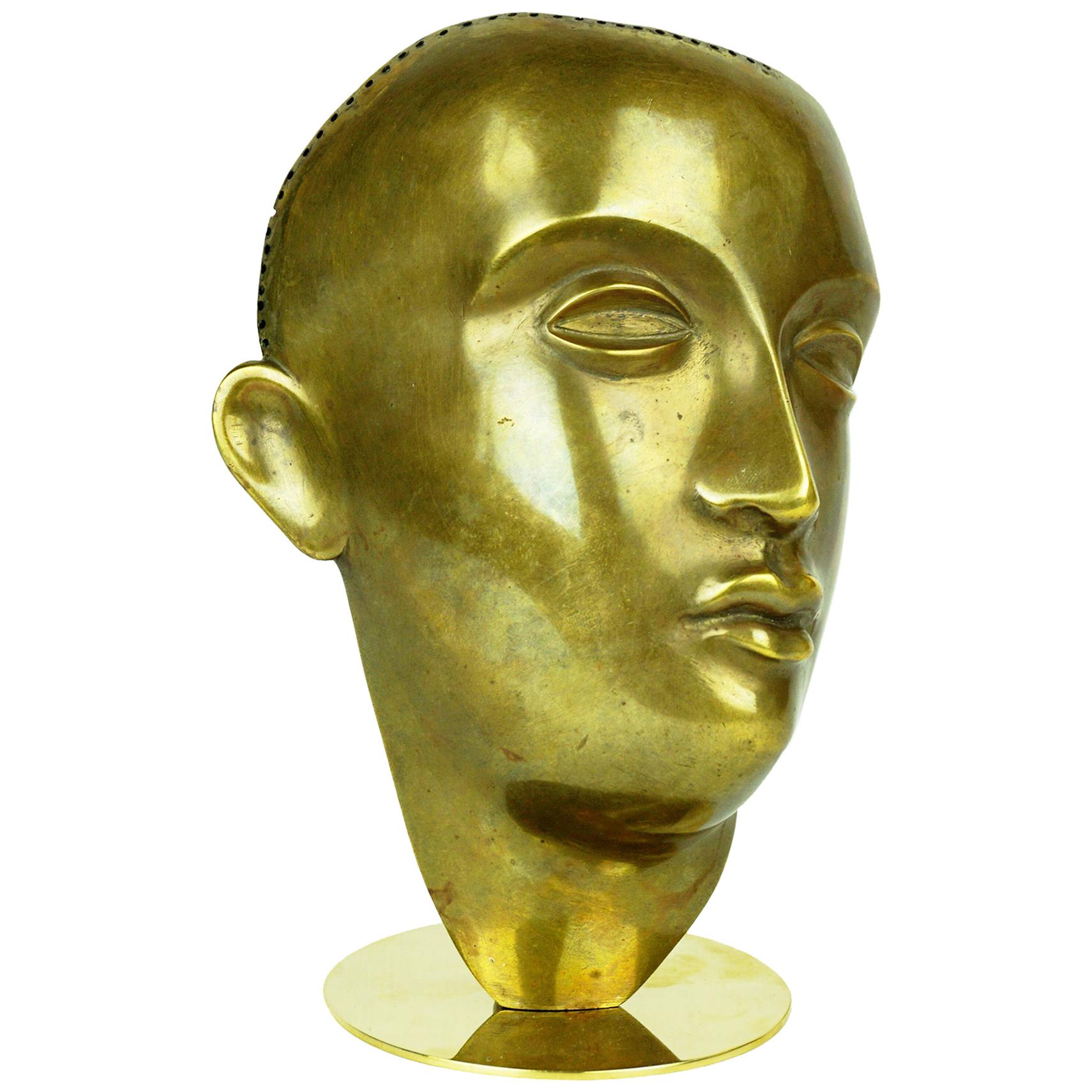 Austrian Art Deco Male Brass Bust by Franz Hagenauer Vienna