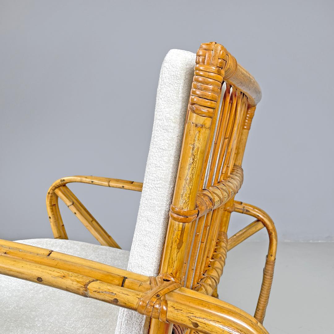 Poltrone austriache Art Deco in rattan e tessuto bianco di Paul Frankl, anni '40 in vendita 3
