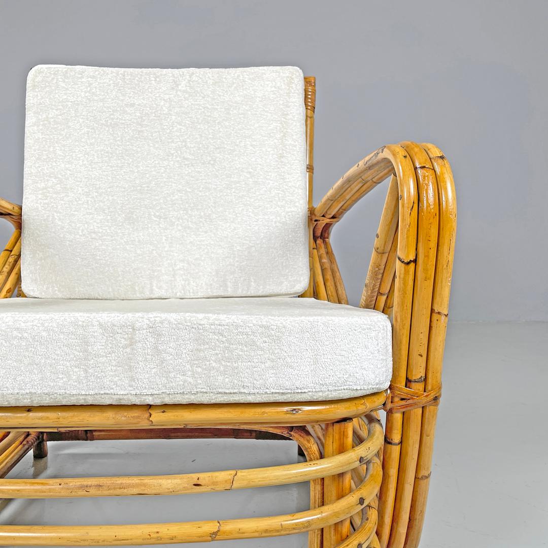 Poltrone austriache Art Deco in rattan e tessuto bianco di Paul Frankl, anni '40 in vendita 4