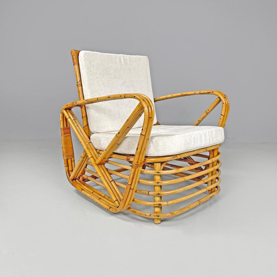 Art Déco Poltrone austriache Art Deco in rattan e tessuto bianco di Paul Frankl, anni '40 in vendita