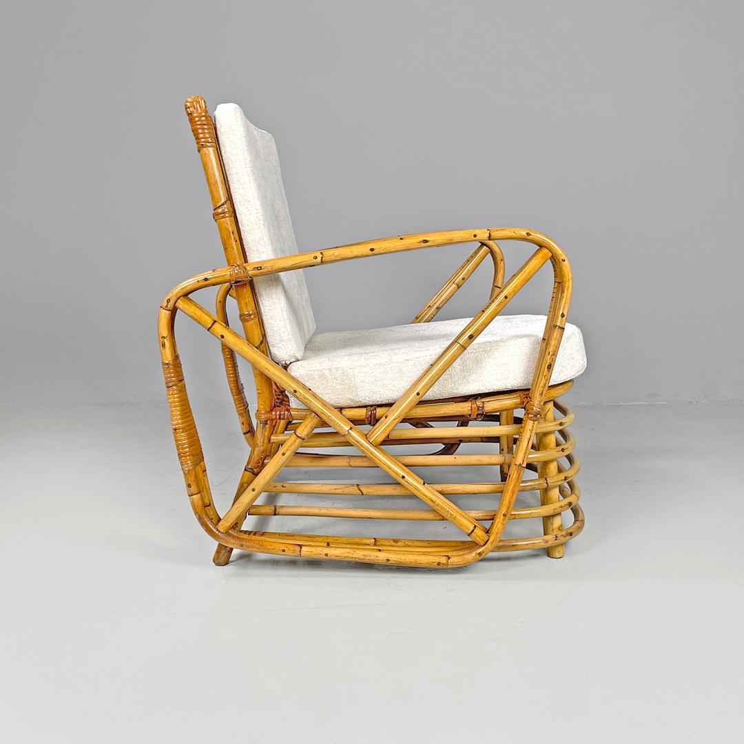 Austriaco Poltrone austriache Art Deco in rattan e tessuto bianco di Paul Frankl, anni '40 in vendita