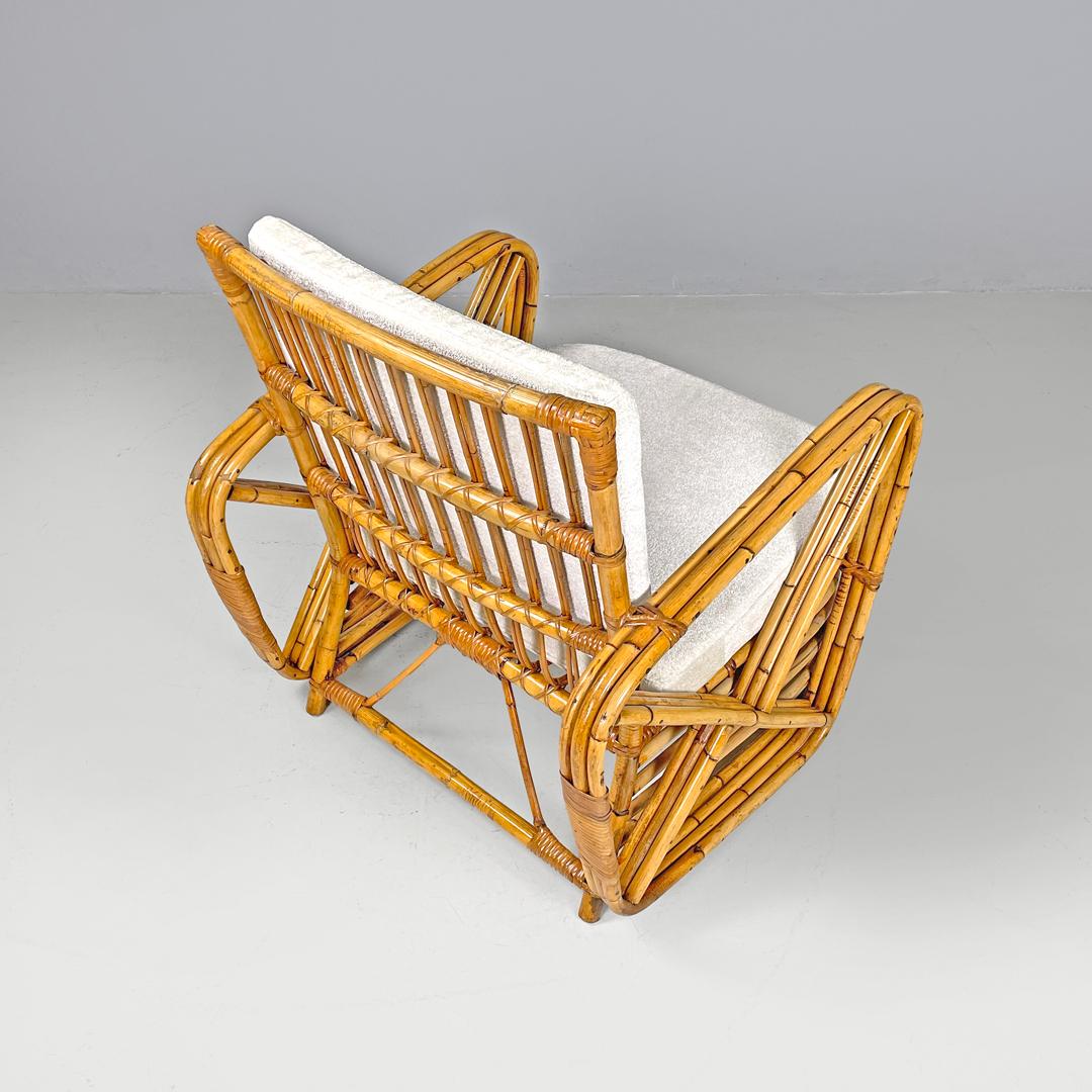 Poltrone austriache Art Deco in rattan e tessuto bianco di Paul Frankl, anni '40 In condizioni buone in vendita a MIlano, IT