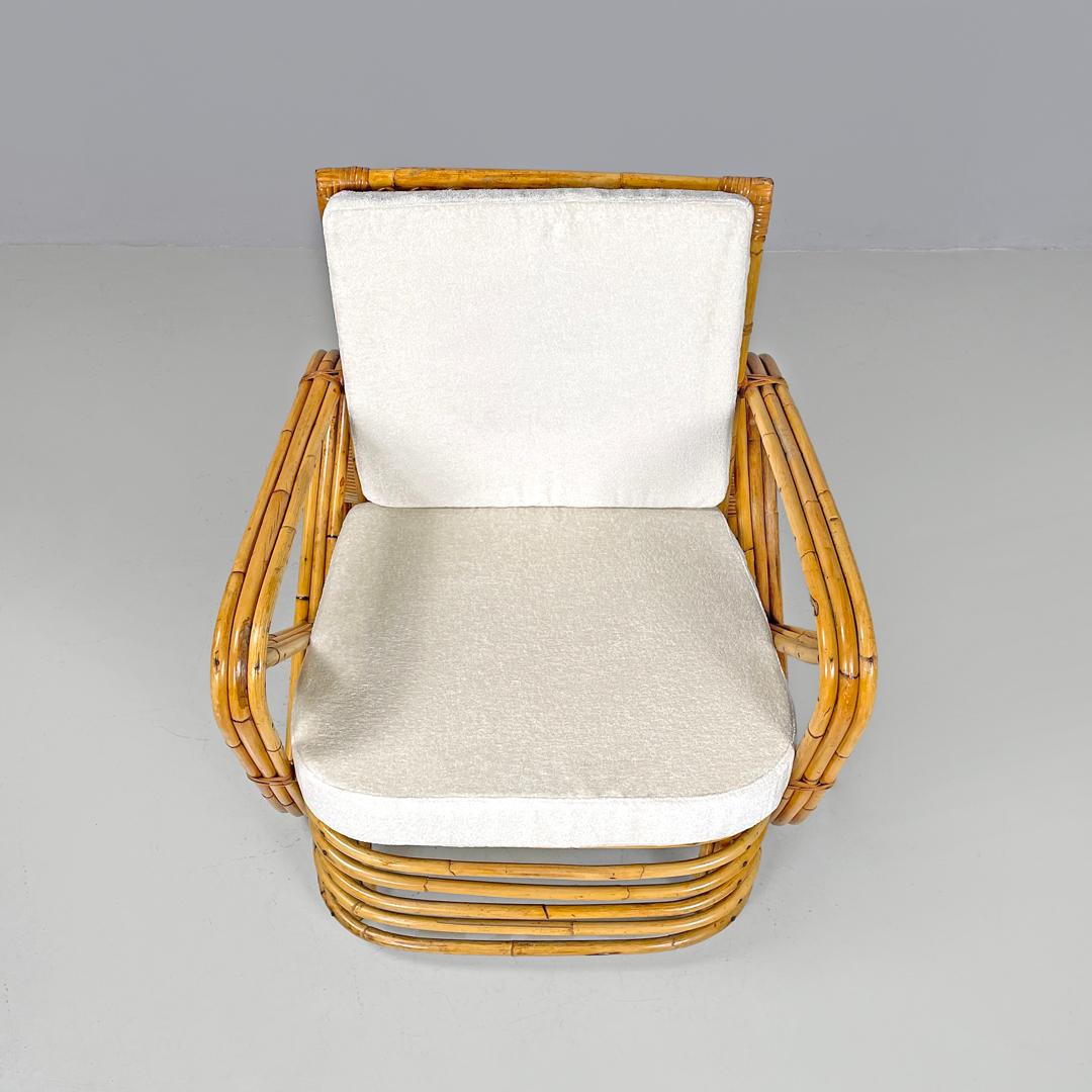 Tessuto Poltrone austriache Art Deco in rattan e tessuto bianco di Paul Frankl, anni '40 in vendita