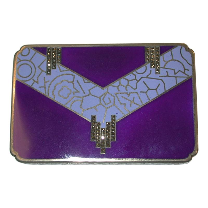 Austrian Art Deco Silver and Enamel Box, Dated circa 1920, 935 Standard Silver