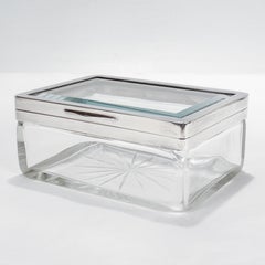 Austrian Art Deco Silver Plate & Cut Glass Casket or Table Box