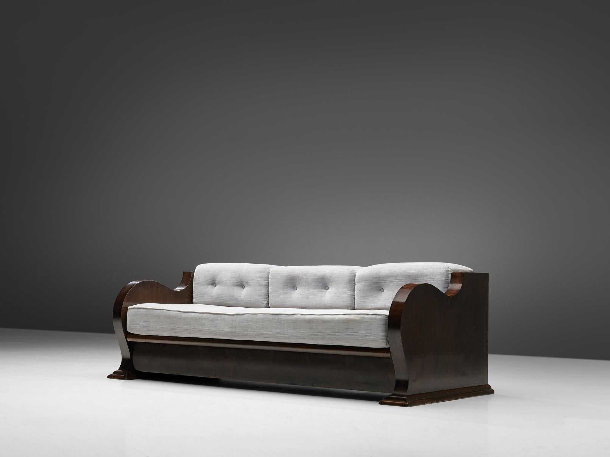 Mid-20th Century Austrian Art Deco Sofa in Walnut
