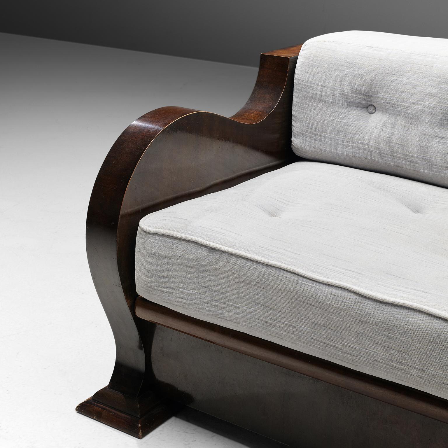 Fabric Austrian Art Deco Sofa in Walnut
