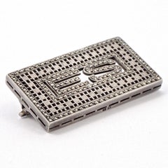 Austrian Art Deco Sterling Silver and Marcasite Initials ES Brooch