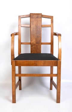 Austrian Art Deco Walnut and Burr Walnut Open Elbow Chair C.1925