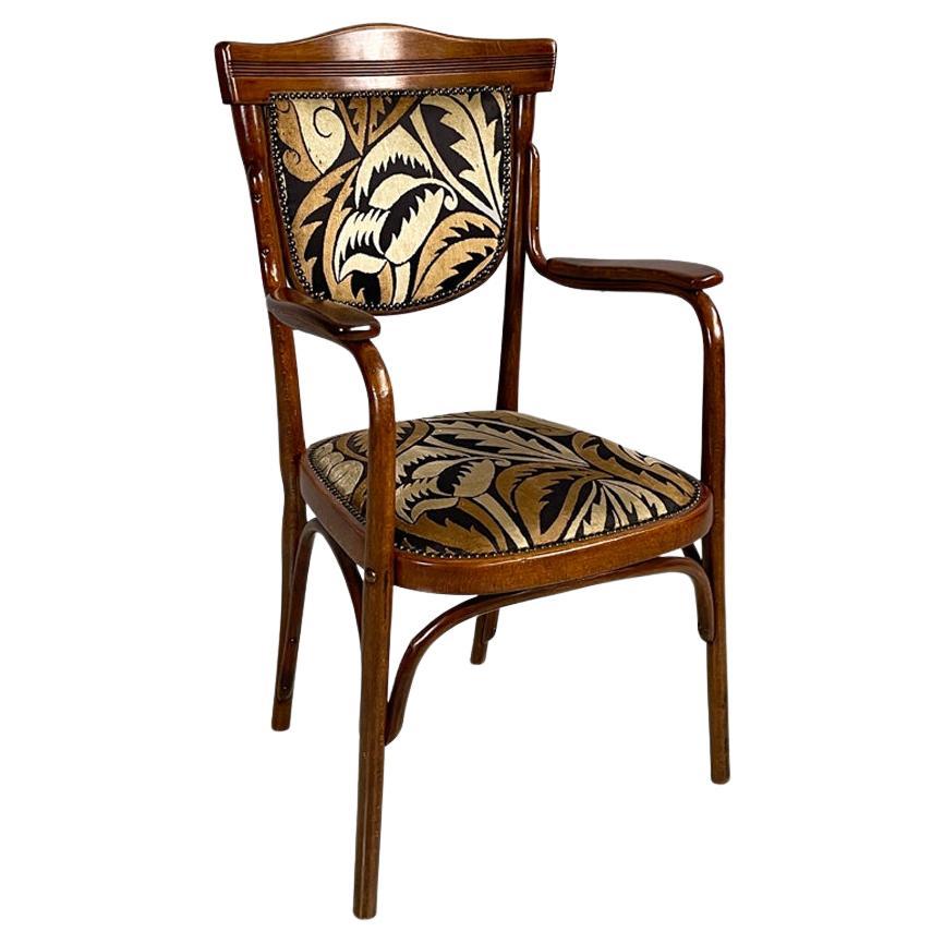 Chaise autrichienne Art déco en bois et tissu par Jacob and Josef Kohn, années 1930