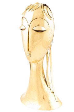 Austrian Art Female Bust Franz Hagenauer 1980s Brass Sculpture