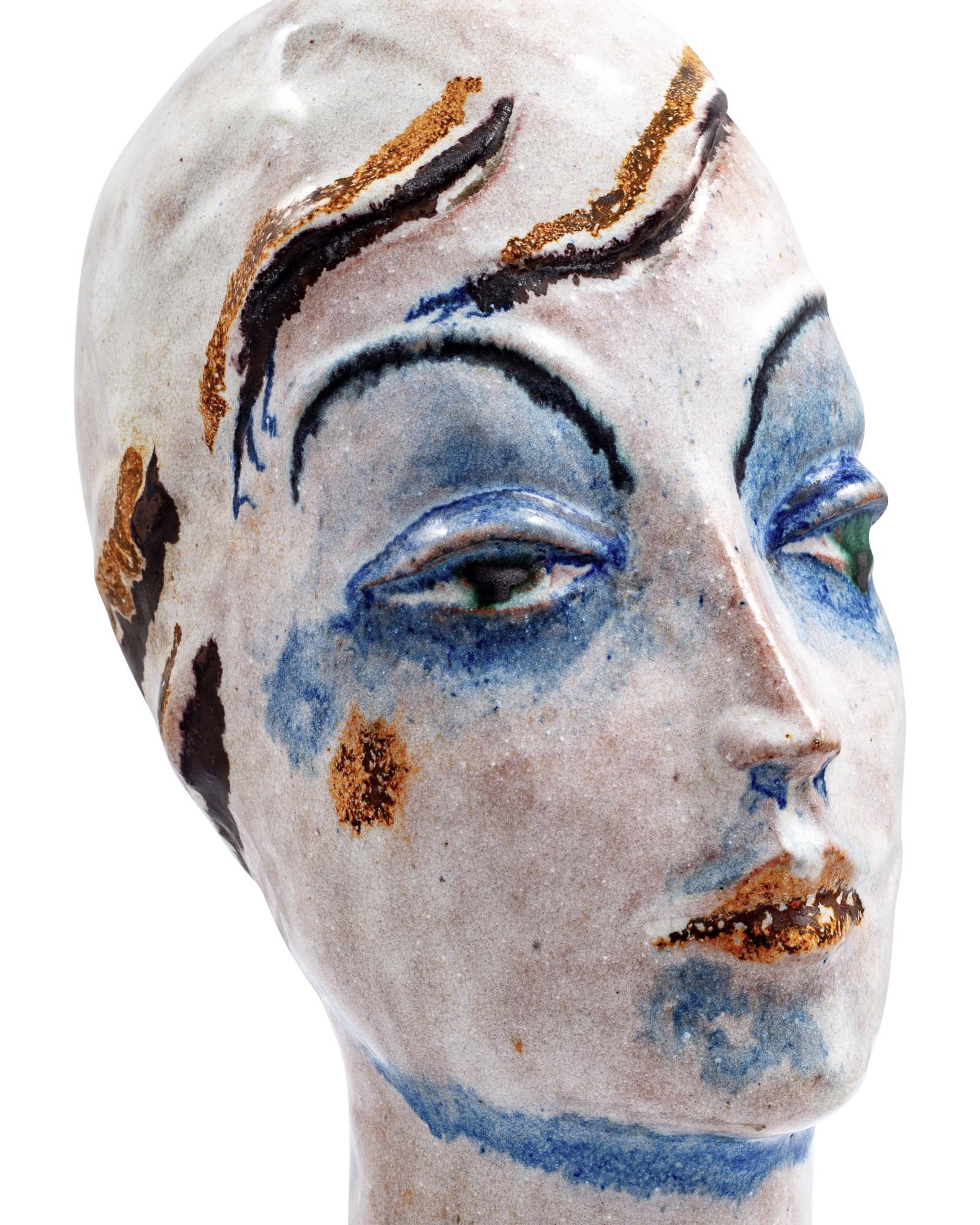 Art Nouveau Austrian Art Female Ceramic Head Gudrun Baudisch Wiener Werkstatte circa 1928