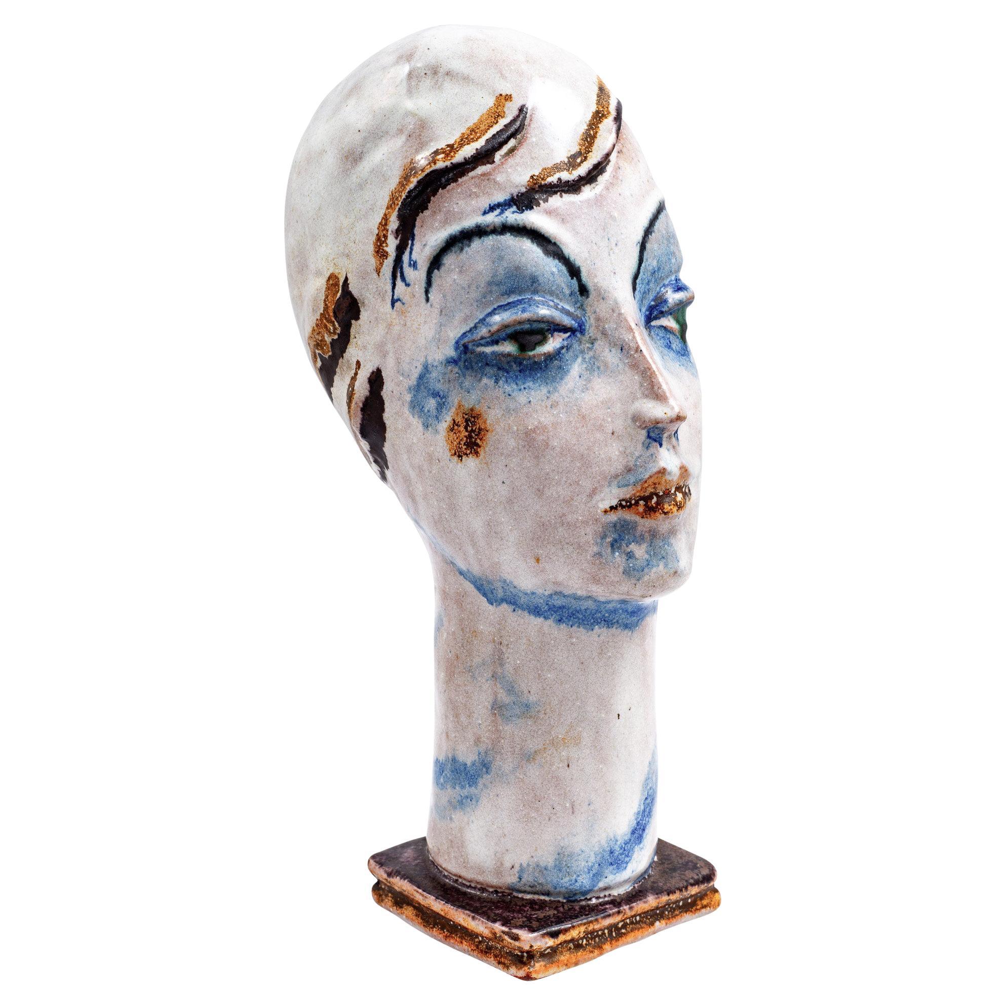 Austrian Art Female Ceramic Head Gudrun Baudisch Wiener Werkstatte circa 1928