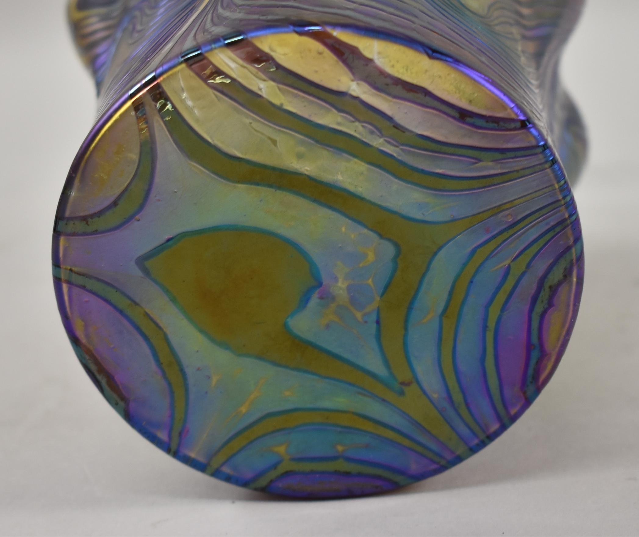 Art Nouveau Austrian Art Glass Biscuit Jar Silver Plated Handle and Lid Purple, Green & Blue