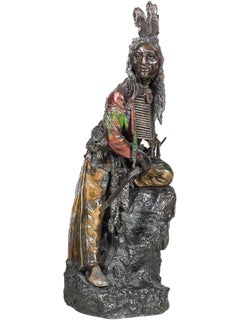 Austrian Art Nouveau American Indian Bronze “The Scout” by, Carl Kauba