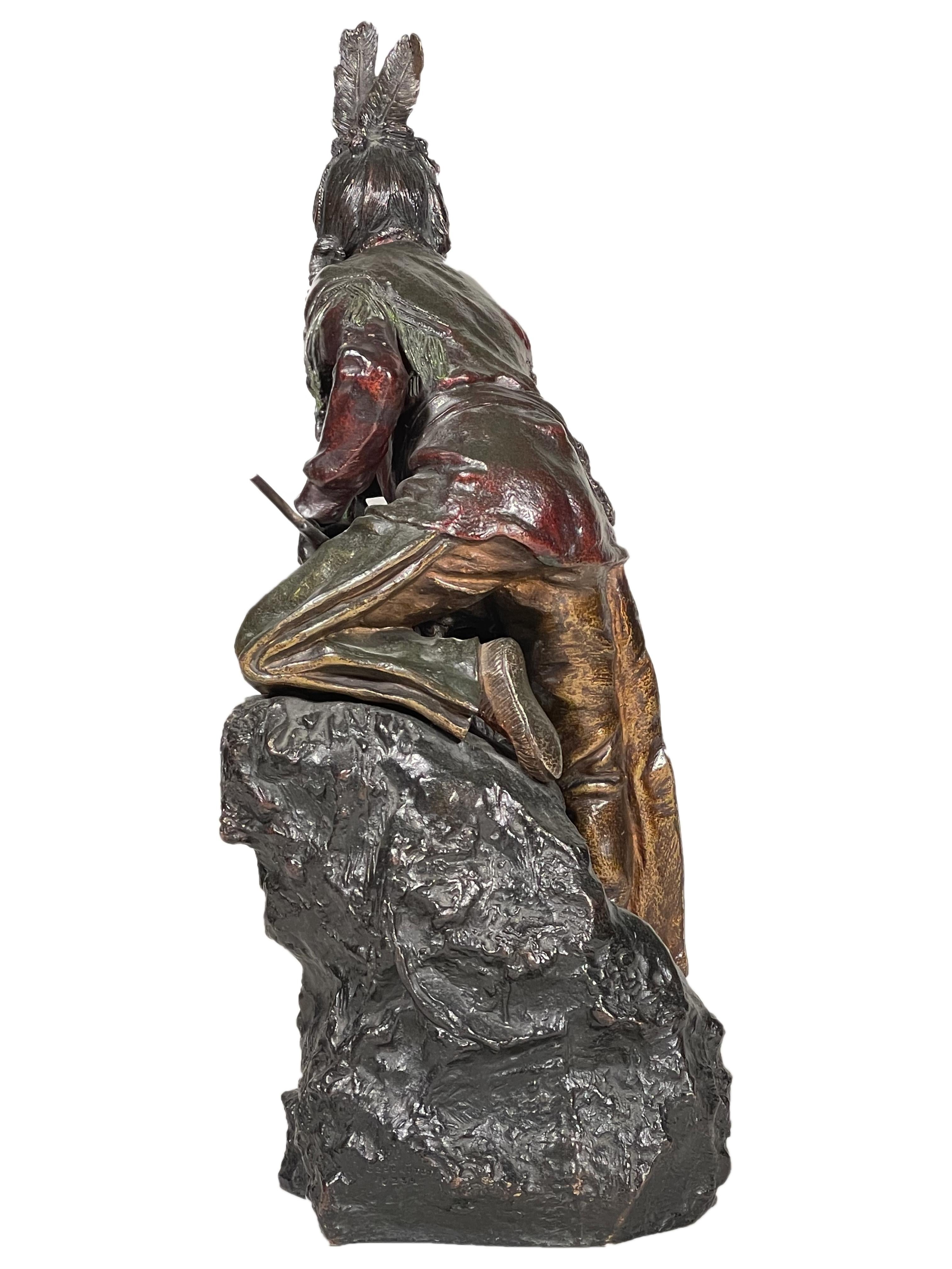 Austrian Art Nouveau American Indian Bronze “The Scout” by, Carl Kauba 1