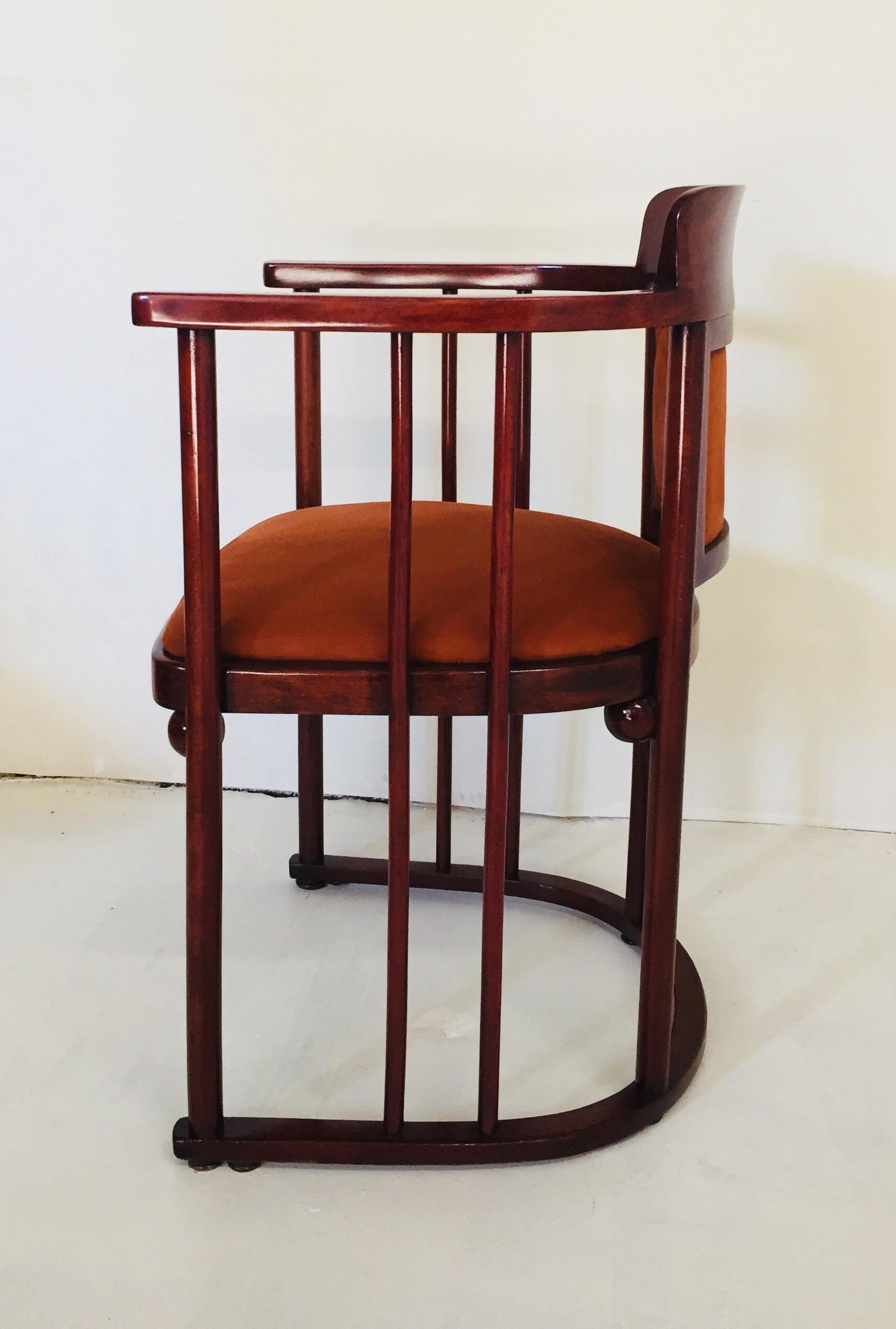 Austrian Art Nouveau Barrel Chair Josef Hoffmann Bent Wood for Kohn 9