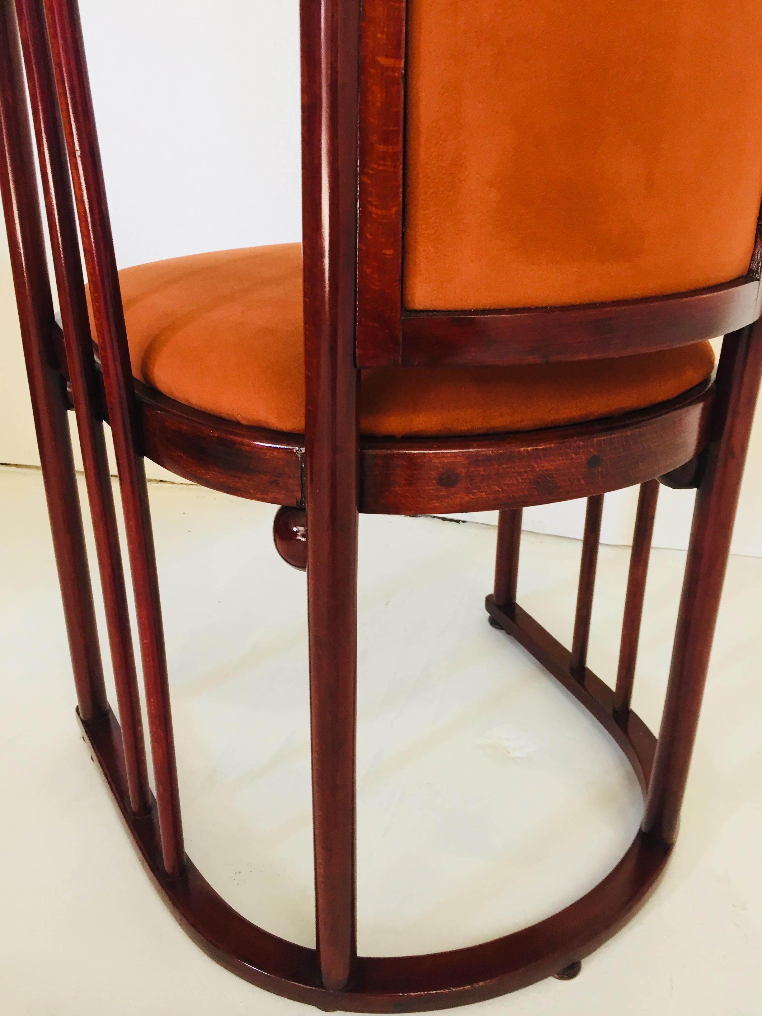 20th Century Austrian Art Nouveau Barrel Chair Josef Hoffmann Bent Wood for Kohn