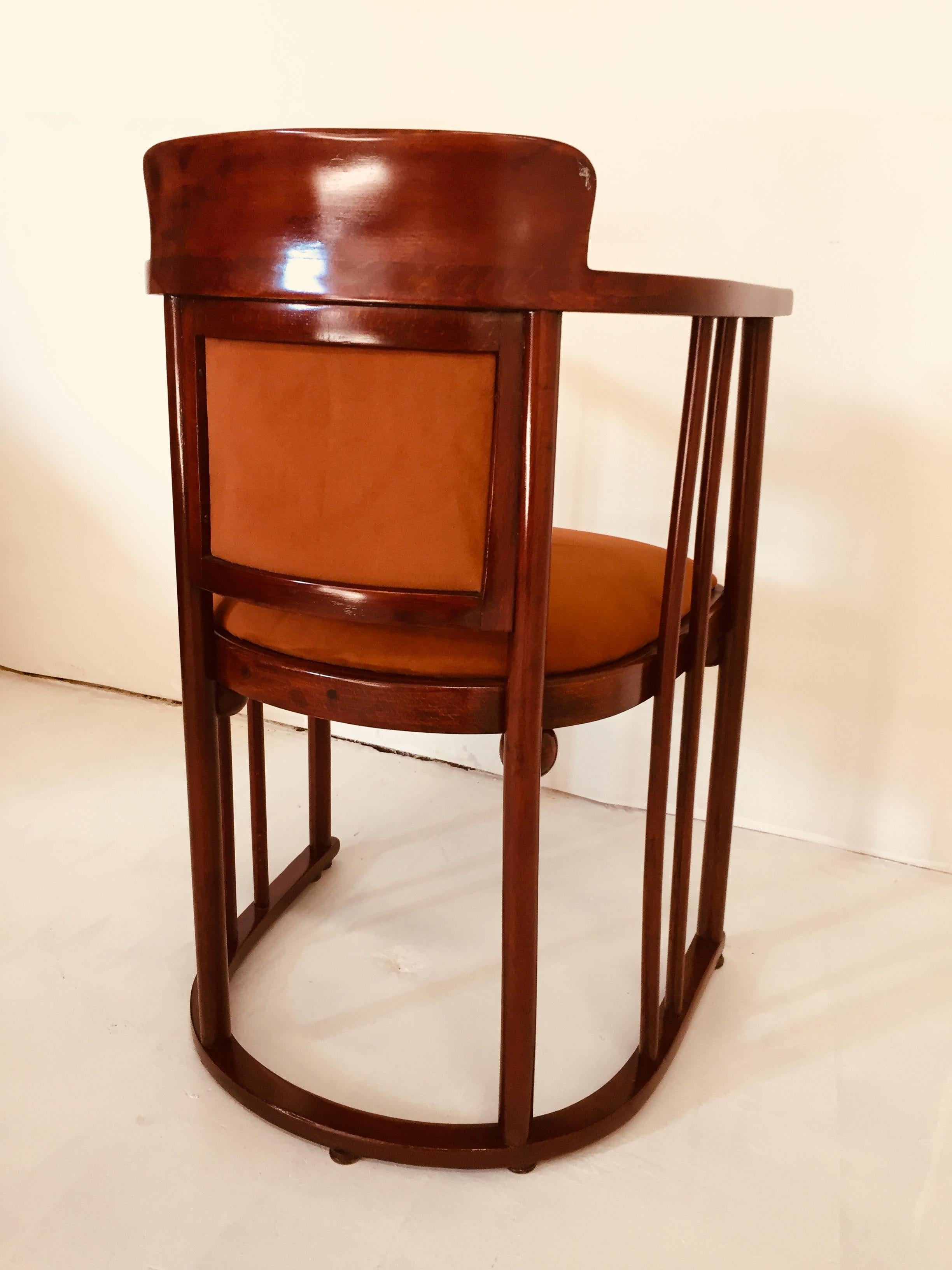 Austrian Art Nouveau Barrel Chair Josef Hoffmann Bent Wood for Kohn 3